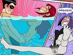 Teen Titans - ความเจ็บป่วยทางอารมณ์ Pt. #1 - Robin Fucks Starfire ในสระว่ายน้ำในขณะที่ Dark Await