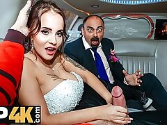 VIP4K. Fortuitous Passerby scoort luxueuze bruid in de bruiloftslimo