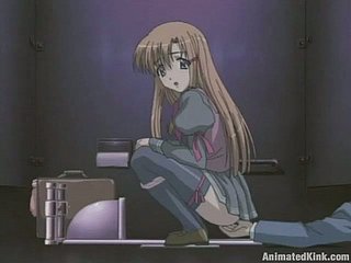 cô gái hentai trong đồng phục học sinh hút một tinh ranh và thủ dâm