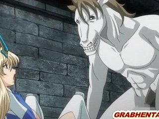 Hentai princesa con grandes tetas brutalmente doggystyle follada por monstruo caballo