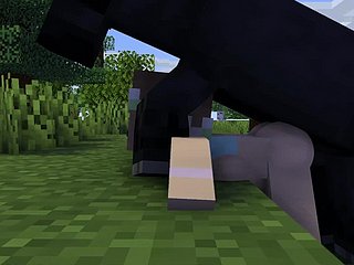 Minecraft- Elle fait baiser par cheval et un loup